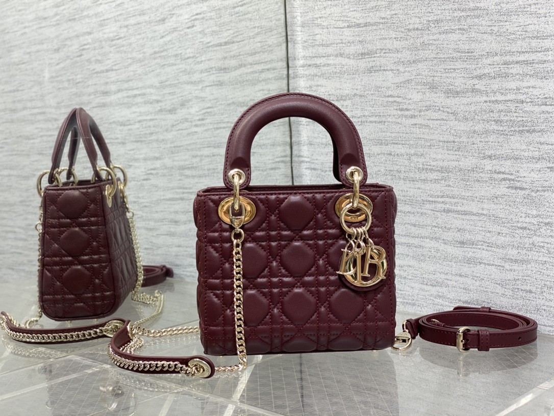 Mini Lady Dior Bag Bordeaux Cannage Lambskin